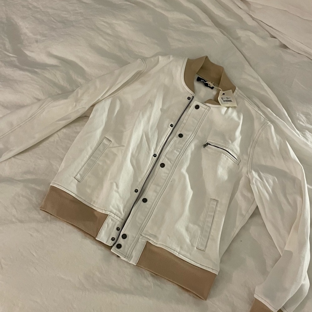 SER.O.YA White and Tan Bomber Jacket